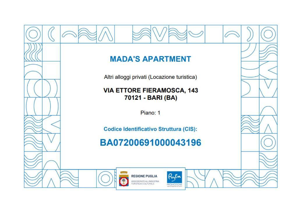 Mada'S Apartment Deluxe Bari Exteriör bild